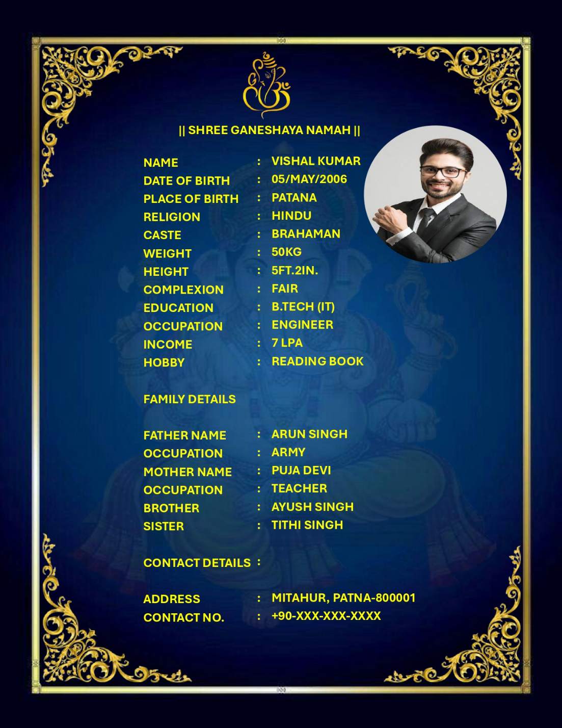Marriage Biodata For Boys